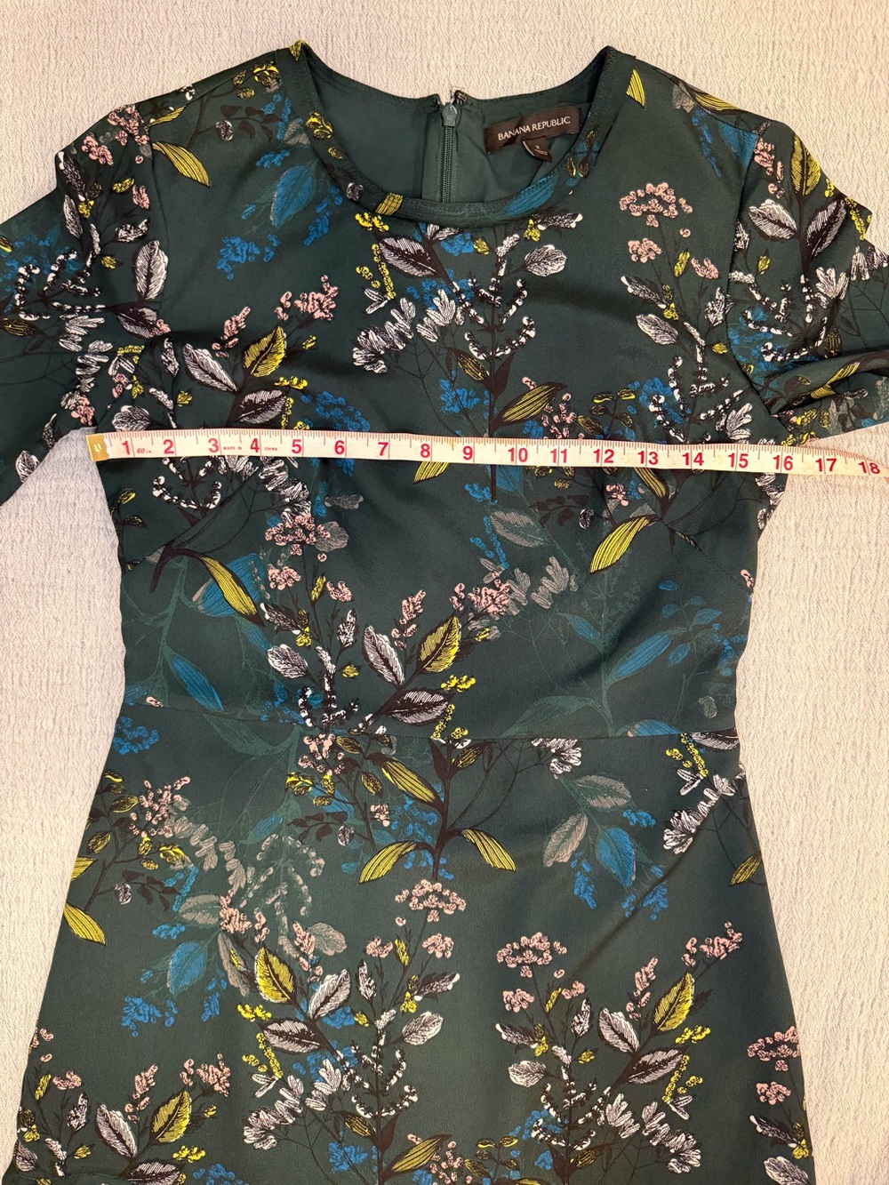 Banana Republic Teal Floral Ruffle-Hem Mini Dress Size 2 - Picture 11 of 13